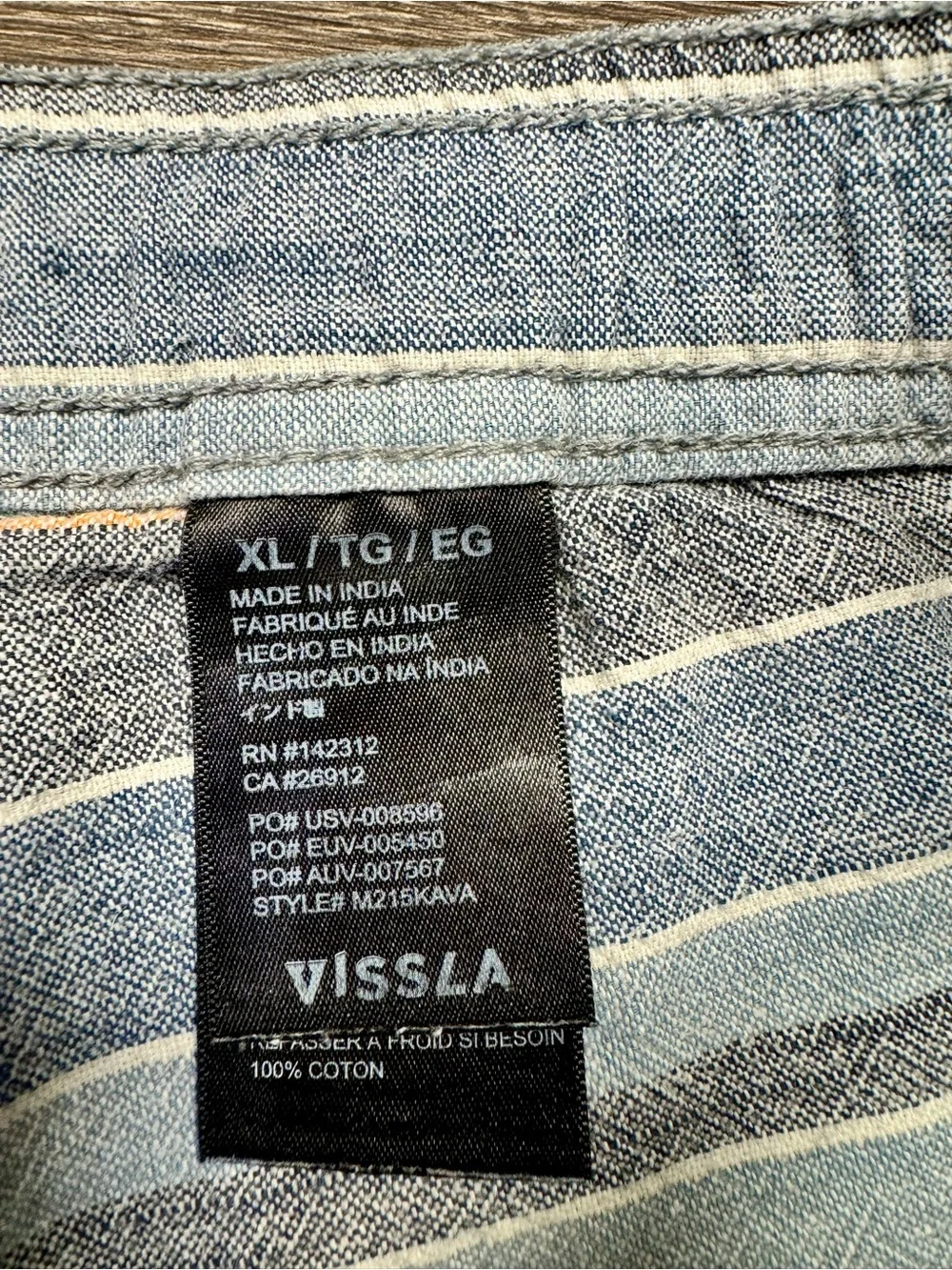 Vissla Striped Sofa Surfer Lounge Shorts XL Blue 100% Cotton Drawstring
